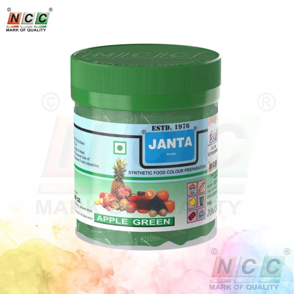 janta brand apple green food colour 100g powder