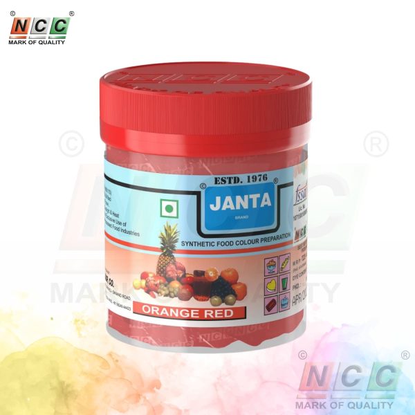 janta brand orange red food colour 100g powder